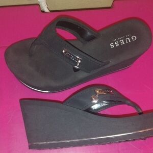 GUESS Women's Black Wedge Sandals